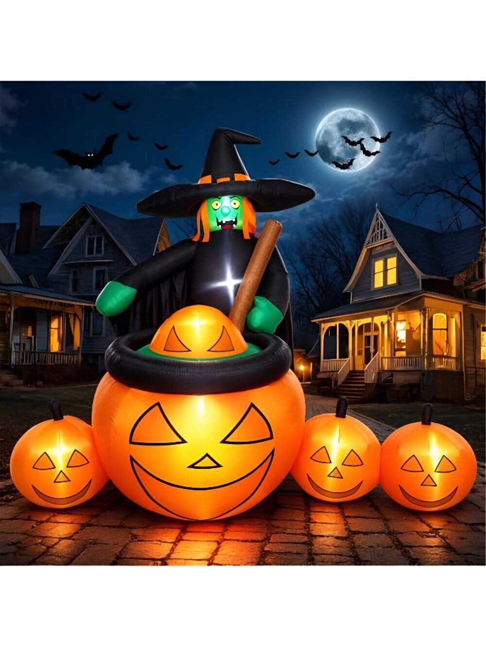 Thuodo 7 FT Tall Halloween Inflatables Witch Pumpkin Cauldron Outdoor